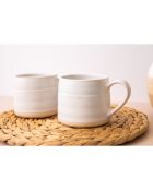 2 Tasses en grès blanches -  D.28 cm
