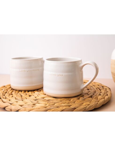 2 Tasses en grès blanches -  D.28 cm