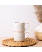 2 Tasses en grès blanches -  D.28 cm