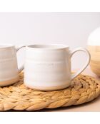 2 Tasses en grès blanches -  D.28 cm