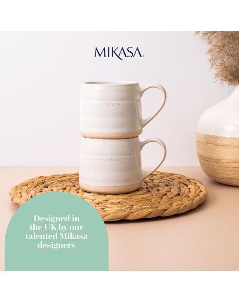 2 Tasses en grès blanches - D.28 cm