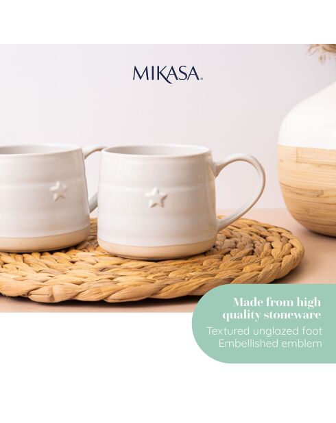 2 Tasses en grès crème -  D.28 cm
