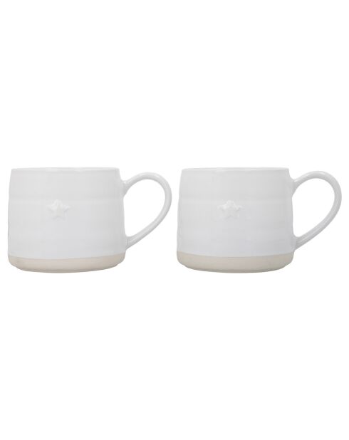 2 Tasses en grès crème -  D.28 cm