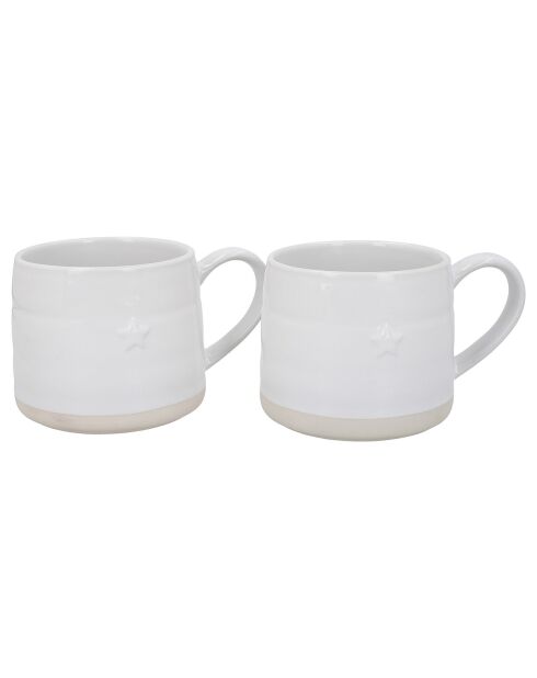 2 Tasses en grès crème -  D.28 cm