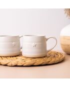 2 Tasses en grès crème -  D.28 cm