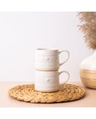 2 Tasses en grès crème -  D.28 cm