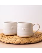 2 Tasses en grès crème -  D.28 cm