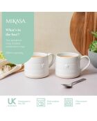 2 Tasses en grès crème -  D.28 cm