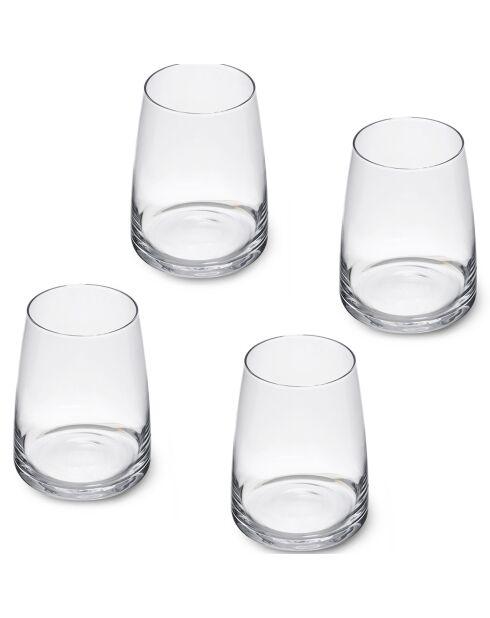 4 Verres à vin sans pied en Cristal transparents -  350 ml