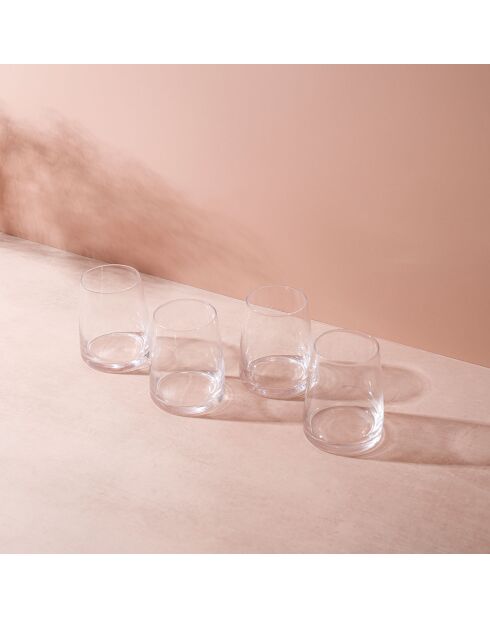 4 Verres à vin sans pied en Cristal transparents -  350 ml