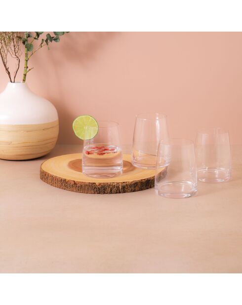 4 Verres à vin sans pied en Cristal transparents -  350 ml