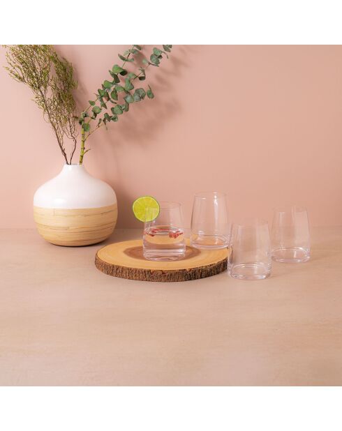 4 Verres à vin sans pied en Cristal transparents -  350 ml