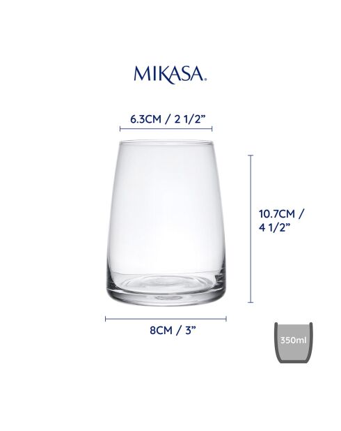 4 Verres à vin sans pied en Cristal transparents -  350 ml