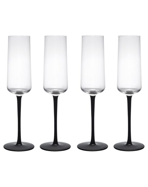 4 Flûtes à champagne en Cristal transparentes -  250 ml