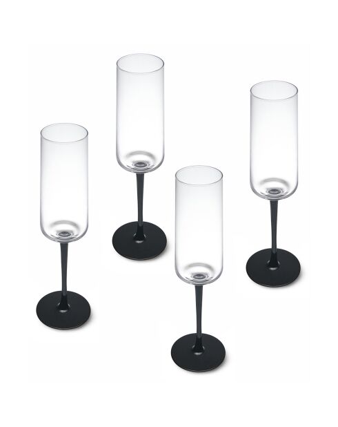 4 Flûtes à champagne en Cristal transparentes -  250 ml