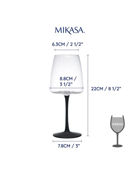 4 Verres à vin rouge en Cristal transparents -  450 ml