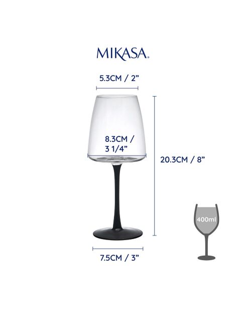 4 Verres à vin blanc en Cristal transparents -  400 ml
