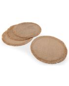 Sets de table ronds en toile de jute beige -  D.39 cm