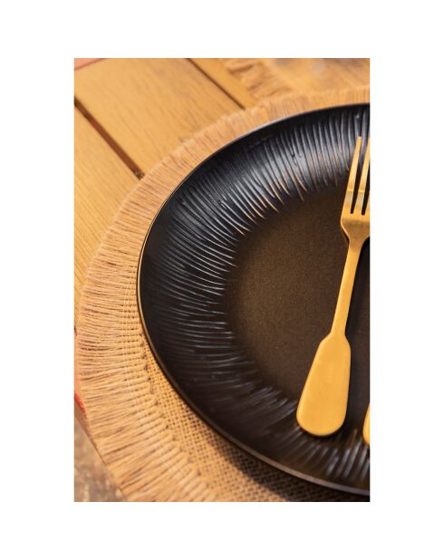Sets de table ronds en toile de jute beige -  D.39 cm