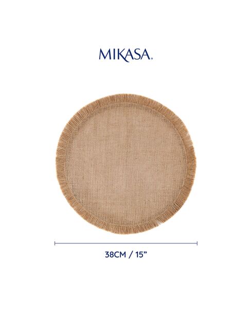 Sets de table ronds en toile de jute beige -  D.39 cm
