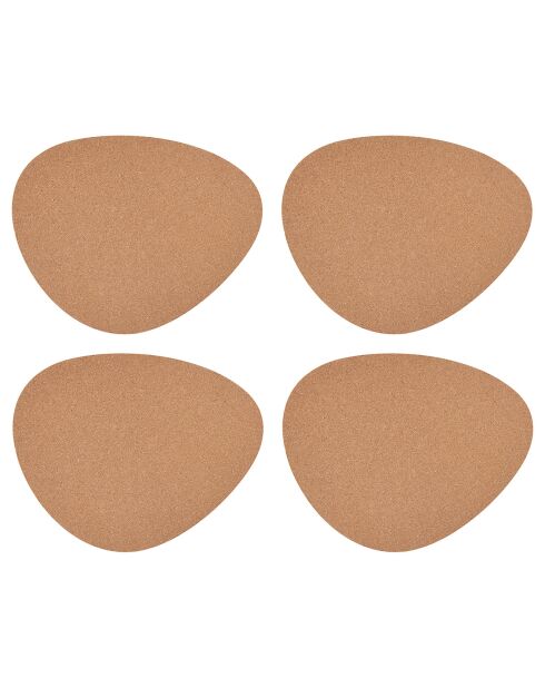 4 Sets de table en liège beiges - 38x30 cm