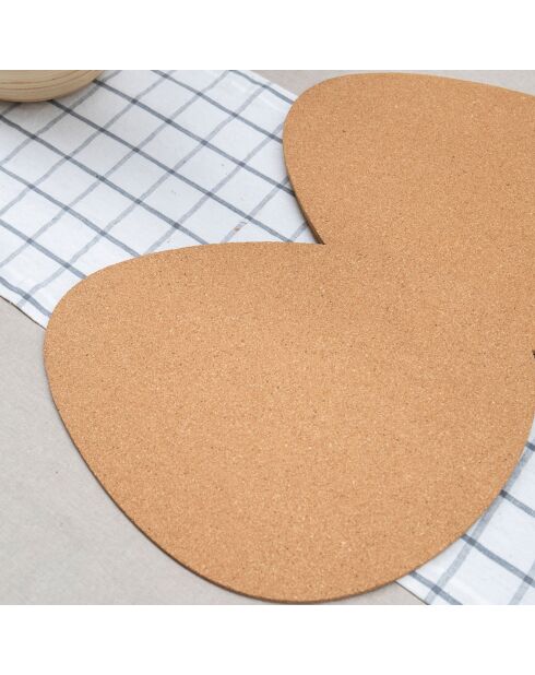 4 Sets de table en liège beiges - 38x30 cm