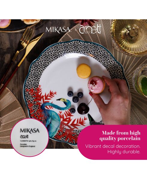 4 Assiettes plates en Porcelaine Mikasa x Sarah Arnett multicolores -  D.26 cm