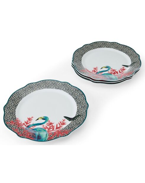 4 Assiettes plates en Porcelaine Mikasa x Sarah Arnett multicolores -  D.26 cm