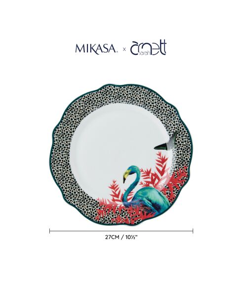 4 Assiettes plates en Porcelaine Mikasa x Sarah Arnett multicolores -  D.26 cm