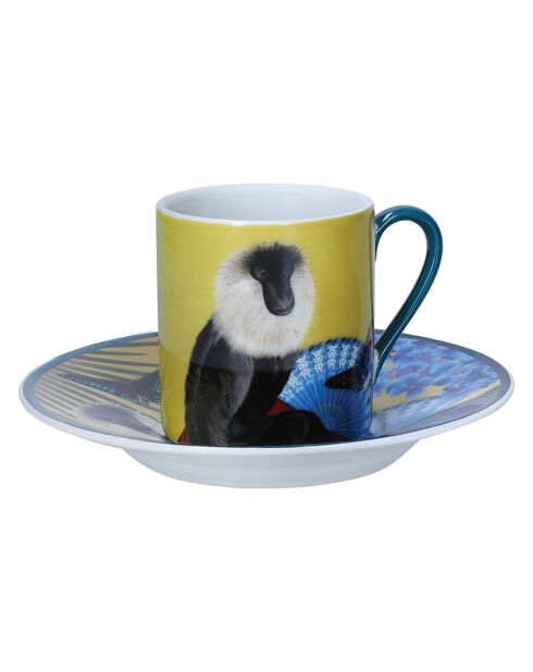 2 Tasses à expresso avec soucoupes en Porcelaine Mikasa x Sarah Arnett multicolores -  85 ml