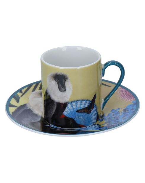 2 Tasses à expresso avec soucoupes en Porcelaine Mikasa x Sarah Arnett multicolores -  85 ml