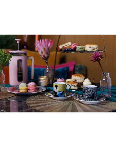 2 Tasses à expresso avec soucoupes en Porcelaine Mikasa x Sarah Arnett multicolores -  85 ml