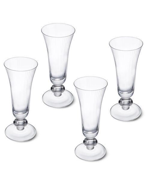 4 Flûtes en Cristal transparentes -  170 ml