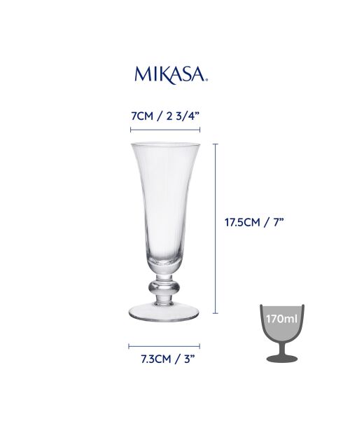 4 Flûtes en Cristal transparentes -  170 ml