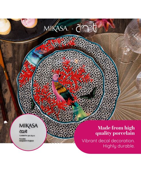4 Assiettes à dessert en Porcelaine Mikasa x Sarah Arnett multicolores -  D.19 cm