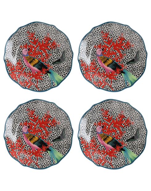 4 Assiettes à dessert en Porcelaine Mikasa x Sarah Arnett multicolores -  D.19 cm