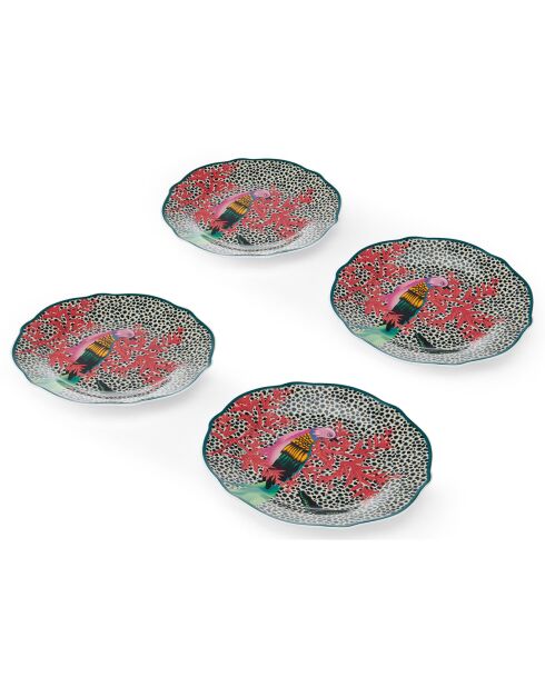 4 Assiettes à dessert en Porcelaine Mikasa x Sarah Arnett multicolores -  D.19 cm