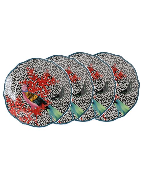 4 Assiettes à dessert en Porcelaine Mikasa x Sarah Arnett multicolores -  D.19 cm