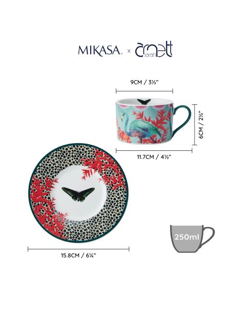 Tasse & Soucoupe en Porcelaine Mikasa x Sarah Arnett multicolore -  250 ml
