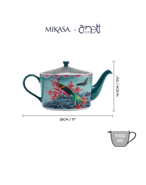 Mikasa x Sarah Arnett Teekanne aus blauem Porzellan, 1100 ml