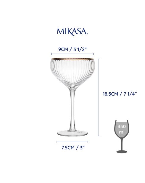 4 Coupes en Cristal transparentes -  350 ml