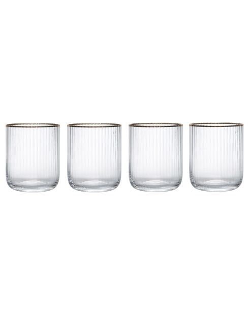 4 Verres à pied en Cristal transparents -  400 ml