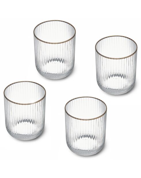 4 Verres à pied en Cristal transparents -  400 ml