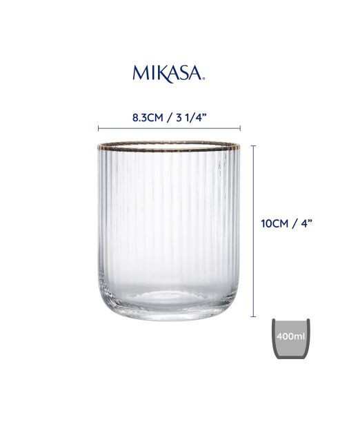 4 Verres à pied en Cristal transparents -  400 ml
