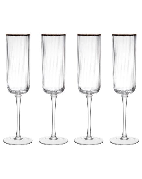 4 Flûtes à Champagne en Cristal transparentes -  200 ml