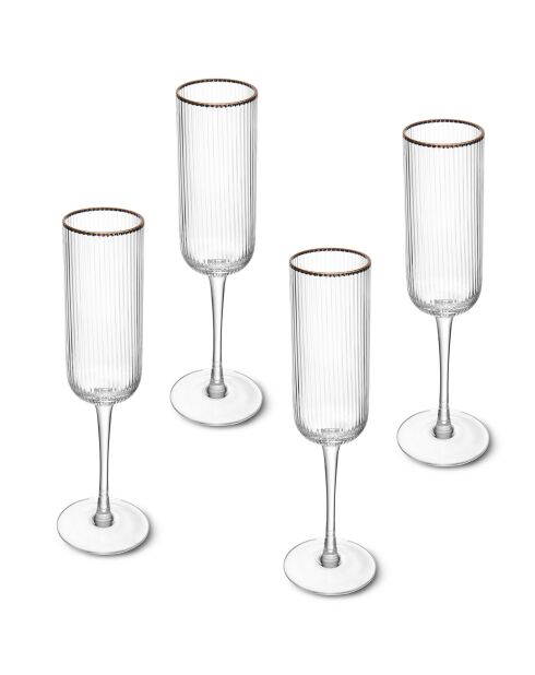 4 Flûtes à Champagne en Cristal transparentes -  200 ml