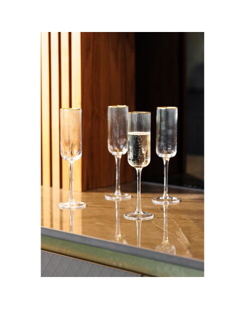 4 Flûtes à Champagne en Cristal transparentes -  200 ml