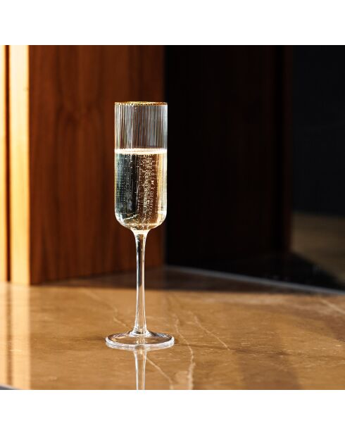 4 Flûtes à Champagne en Cristal transparentes -  200 ml