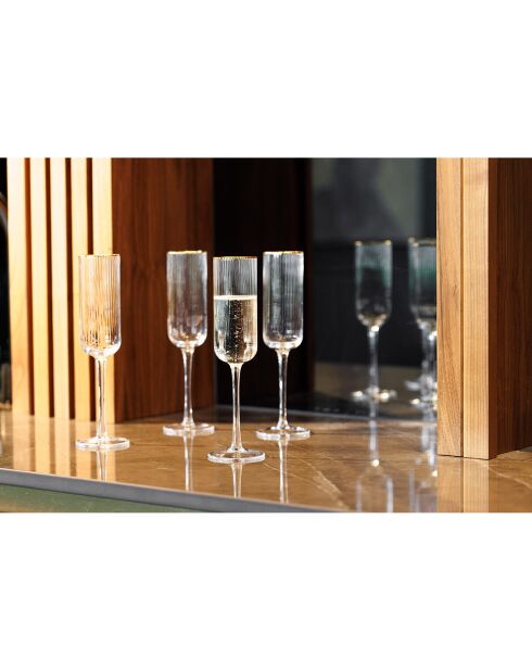 4 Flûtes à Champagne en Cristal transparentes -  200 ml