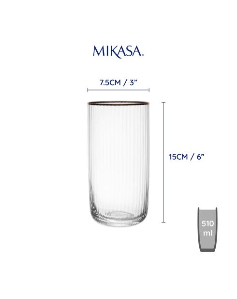 4 Verres en Cristal Highball al transparents -  510 ml